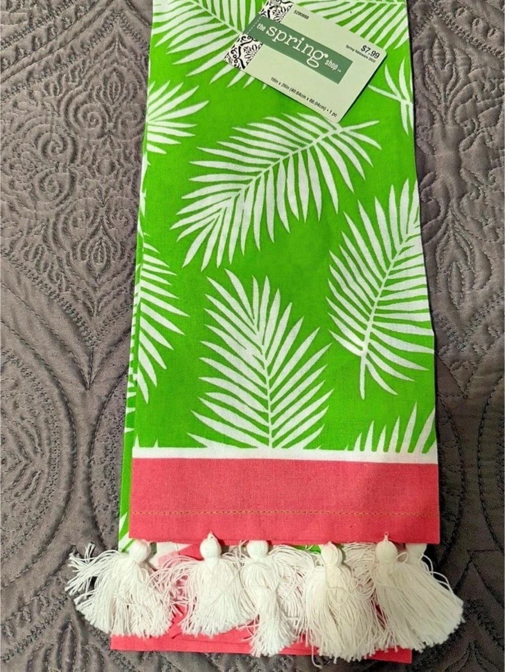 Spring Tropical Leaf Scarf in Green & White NWT